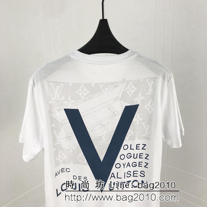 LV路易威登 19ss最新款 前後字母印花 白色短袖 高版本情侶款 男女同款 ydi2383